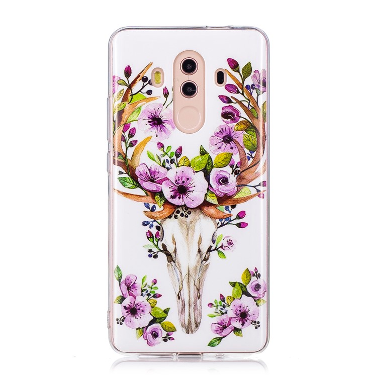 Patterned Noctilucent IMD Soft TPU Gel Casing Shell for Huawei Mate 10 Pro - Flowered Elk-1