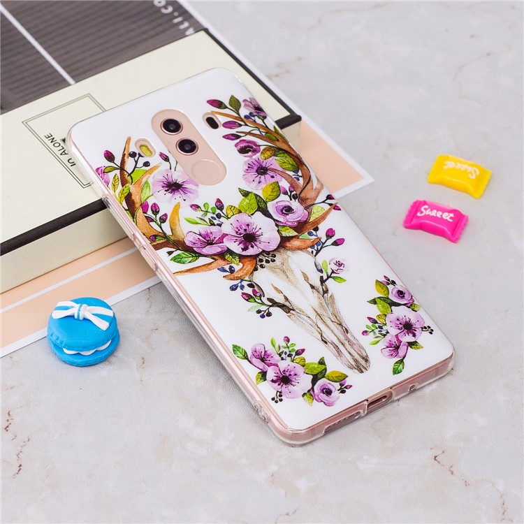 Patterned Noctilucent IMD Soft TPU Gel Casing Shell for Huawei Mate 10 Pro - Flowered Elk-2