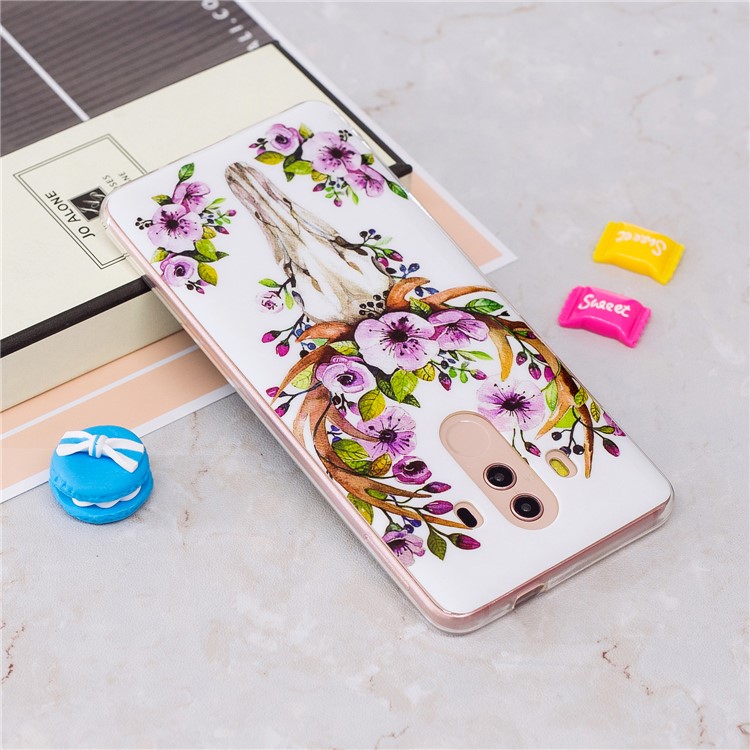 Patterned Noctilucent IMD Soft TPU Gel Casing Shell for Huawei Mate 10 Pro - Flowered Elk-3