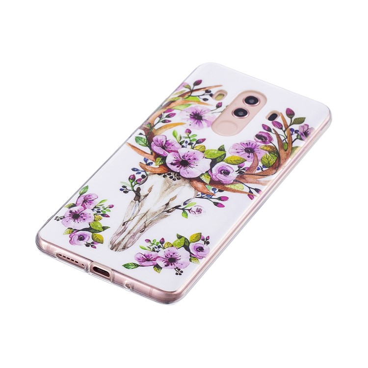Patterned Noctilucent IMD Soft TPU Gel Casing Shell for Huawei Mate 10 Pro - Flowered Elk-4
