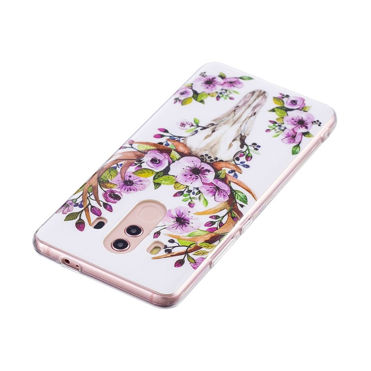 Patterned Noctilucent IMD Soft TPU Gel Casing Shell for Huawei Mate 10 Pro - Flowered Elk-5