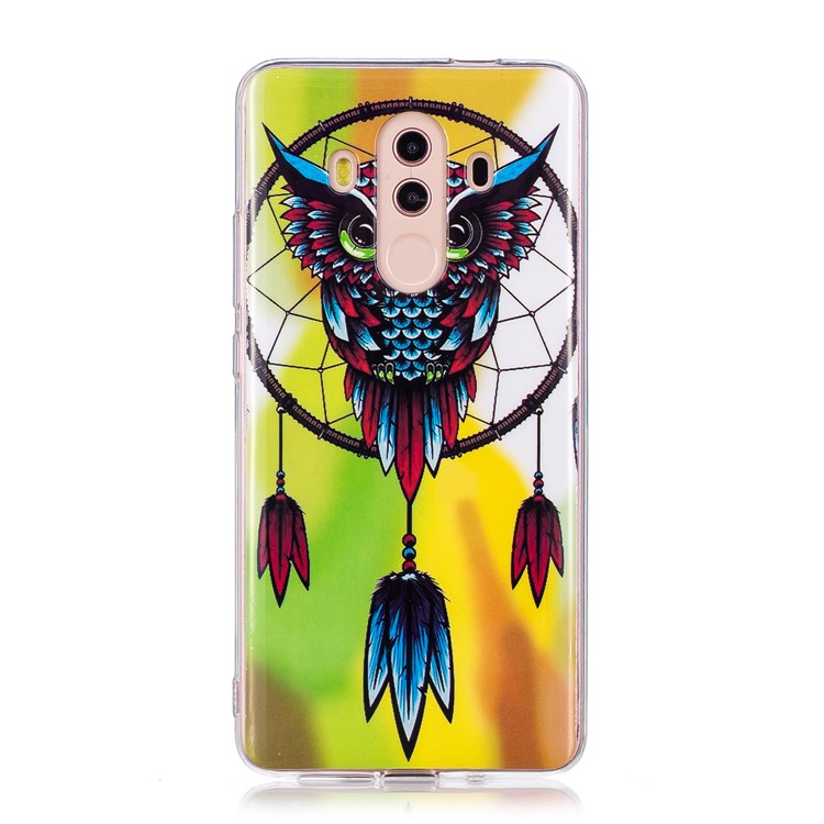 Patterned Noctilucent IMD Soft TPU Gel Case for Huawei Mate 10 Pro - Owl and Dream Catcher-1
