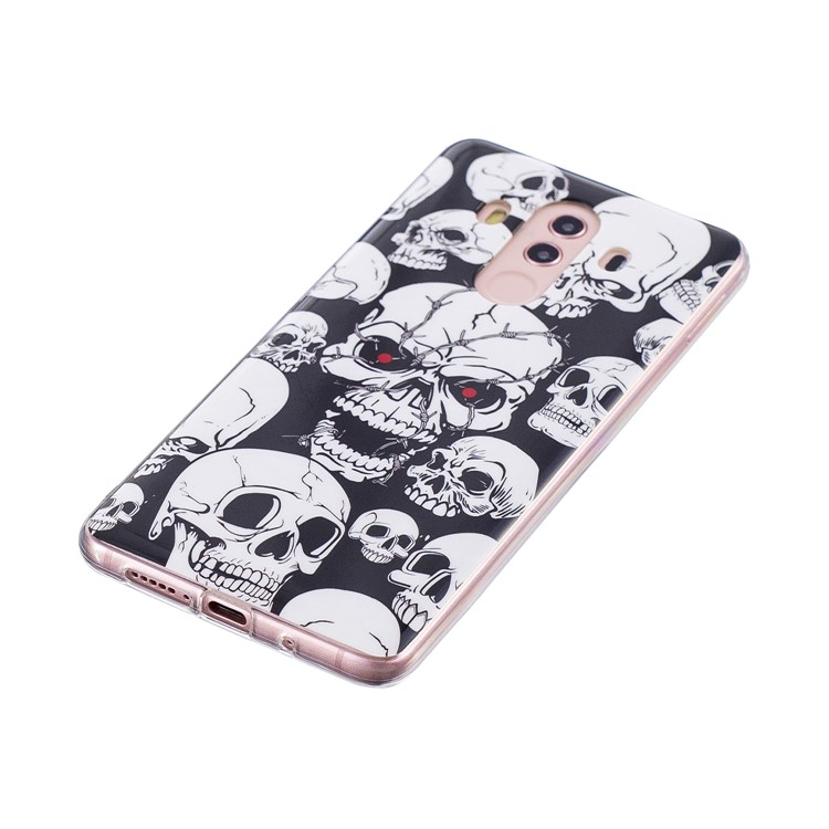 Patterned Noctilucent IMD Soft TPU Gel Phone Casing for Huawei Mate 10 Pro - Skulls-4