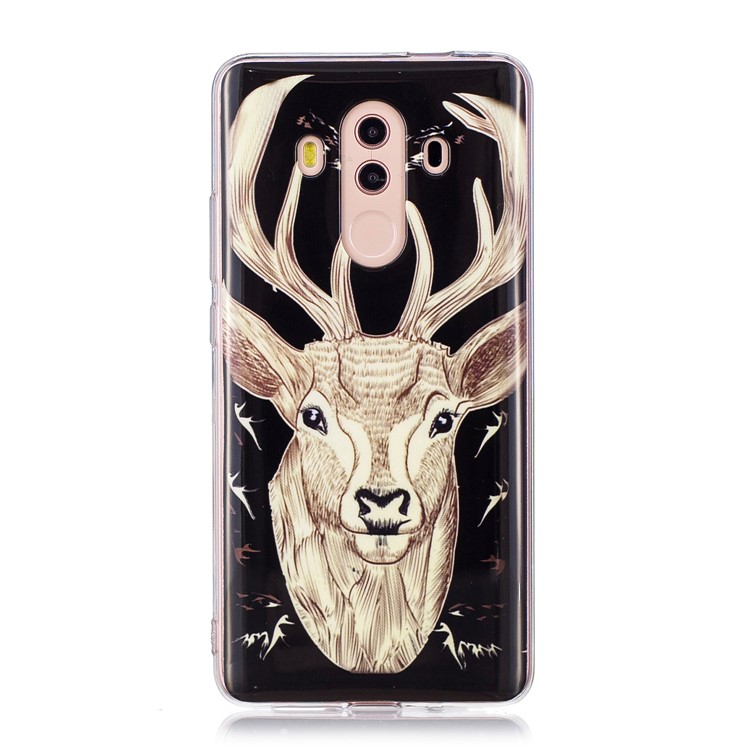 Patterned Noctilucent IMD Soft TPU Gel Phone Case for Huawei Mate 10 Pro - Elk-1