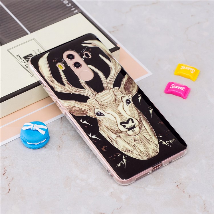 Patterned Noctilucent IMD Soft TPU Gel Phone Case for Huawei Mate 10 Pro - Elk-2