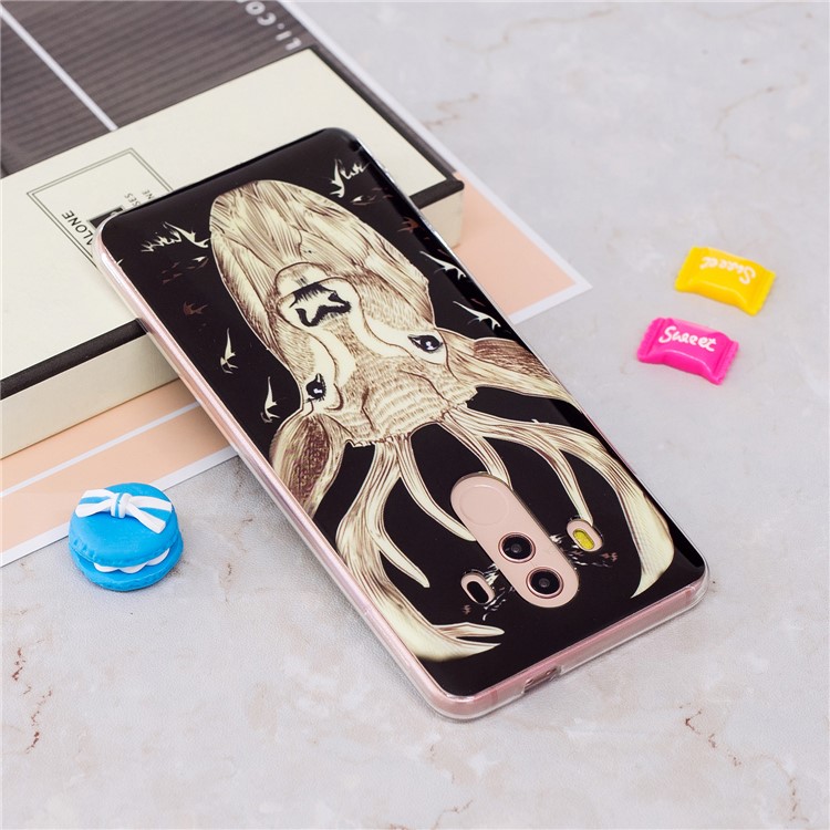 Patterned Noctilucent IMD Soft TPU Gel Phone Case for Huawei Mate 10 Pro - Elk-3