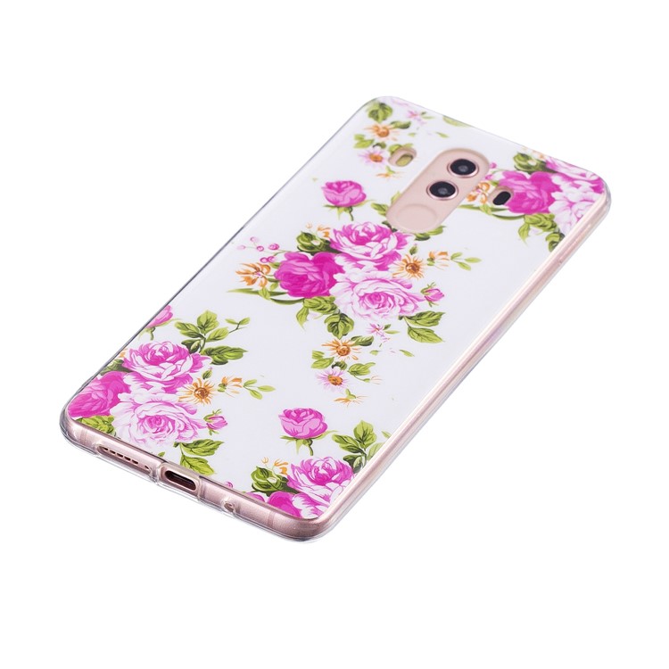Patterned Noctilucent IMD Soft TPU Gel Phone Casing Cover for Huawei Mate 10 Pro - Blooming Peonies-4