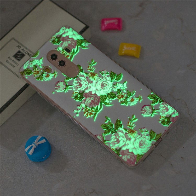 Patterned Noctilucent IMD Soft TPU Gel Phone Casing Cover for Huawei Mate 10 Pro - Blooming Peonies-6