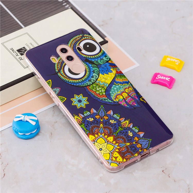 Patterned Noctilucent IMD Soft TPU Gel Phone Shell for Huawei Mate 10 Pro - Owl-2
