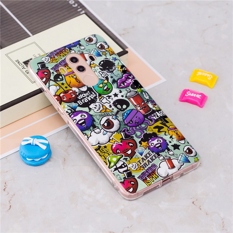 Patterned Noctilucent IMD Soft TPU Gel Mobile Phone Case for Huawei Mate 10 Pro - Sundry Patterns-2