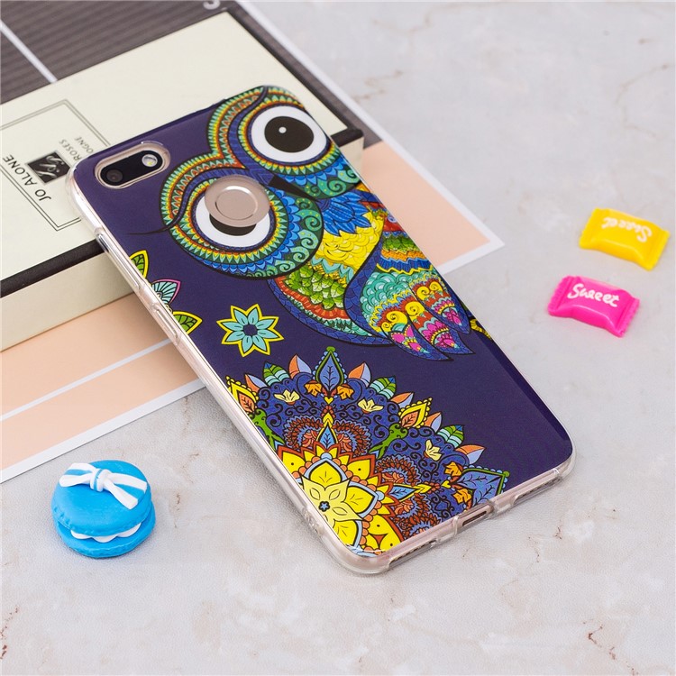 Luminous Patterned IMD TPU Back Cover for Huawei P9 lite mini/Y6 Pro (2017)/Enjoy 7 - Owl-2