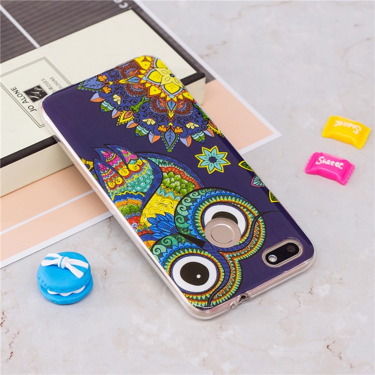 Luminous Patterned IMD TPU Back Cover for Huawei P9 lite mini/Y6 Pro (2017)/Enjoy 7 - Owl-3
