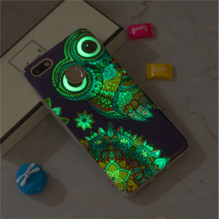 Luminous Patterned IMD TPU Back Cover for Huawei P9 lite mini/Y6 Pro (2017)/Enjoy 7 - Owl-6