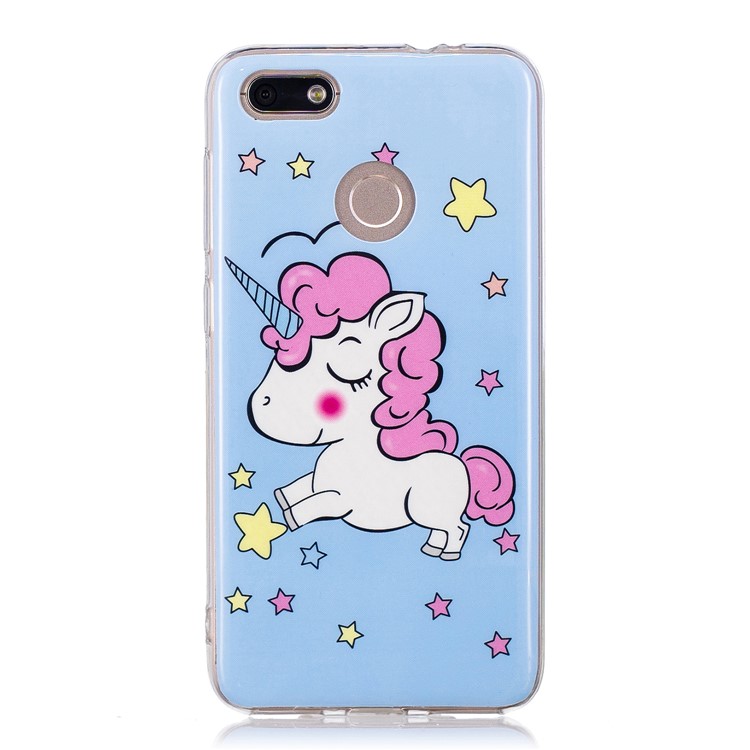 Luminous Patterned IMD TPU Back Casing for Huawei P9 lite mini/Y6 Pro (2017)/Enjoy 7 - Cute Unicorn-1
