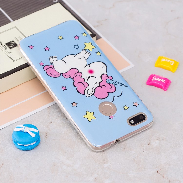 Luminous Patterned IMD TPU Back Casing for Huawei P9 lite mini/Y6 Pro (2017)/Enjoy 7 - Cute Unicorn-3