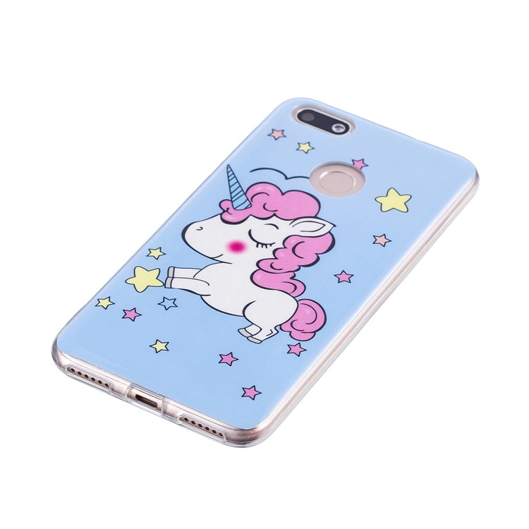 Luminous Patterned IMD TPU Back Casing for Huawei P9 lite mini/Y6 Pro (2017)/Enjoy 7 - Cute Unicorn-4