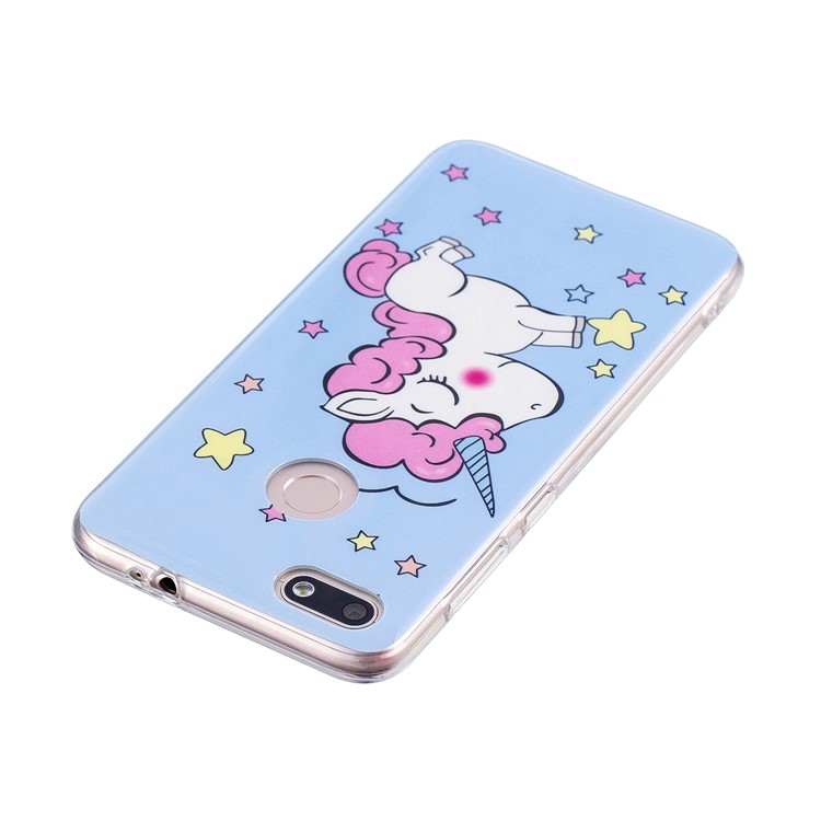 Luminous Patterned IMD TPU Back Casing for Huawei P9 lite mini/Y6 Pro (2017)/Enjoy 7 - Cute Unicorn-5
