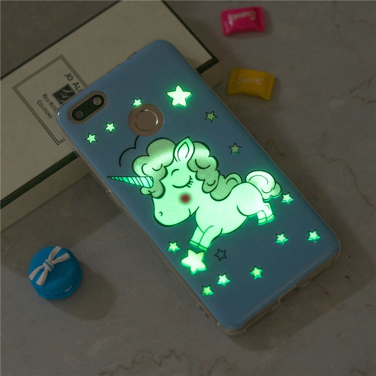 Luminous Patterned IMD TPU Back Casing for Huawei P9 lite mini/Y6 Pro (2017)/Enjoy 7 - Cute Unicorn-6