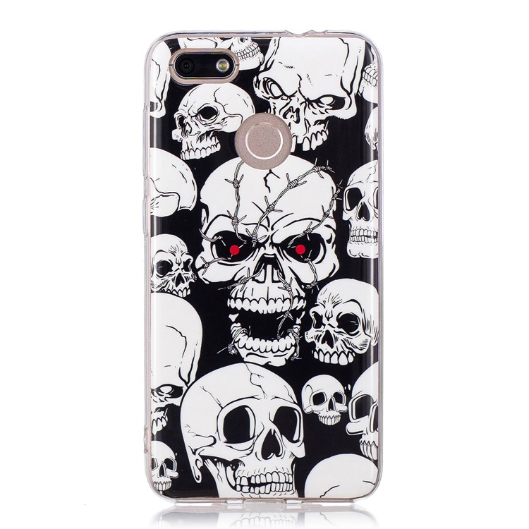 Luminous Patterned IMD TPU Back Mobile Phone Case for Huawei P9 lite mini/Y6 Pro (2017)/Enjoy 7 - Skulls-1