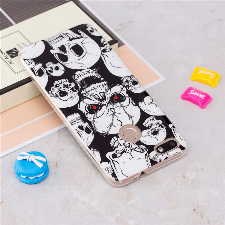 Luminous Patterned IMD TPU Back Mobile Phone Case for Huawei P9 lite mini/Y6 Pro (2017)/Enjoy 7 - Skulls-3