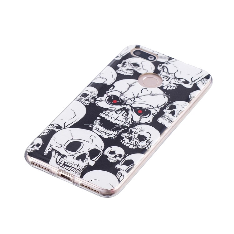 Luminous Patterned IMD TPU Back Mobile Phone Case for Huawei P9 lite mini/Y6 Pro (2017)/Enjoy 7 - Skulls-4