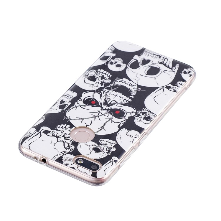 Luminous Patterned IMD TPU Back Mobile Phone Case for Huawei P9 lite mini/Y6 Pro (2017)/Enjoy 7 - Skulls-5
