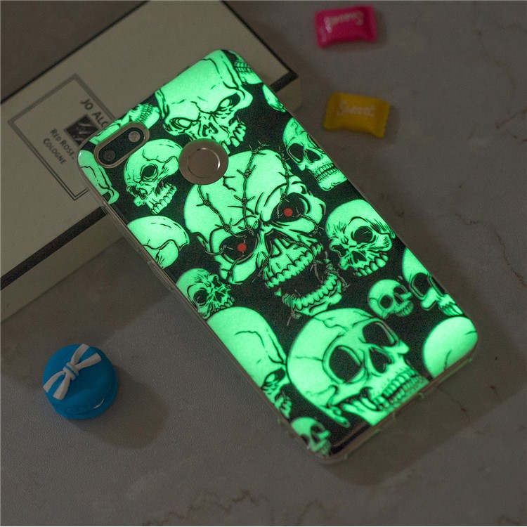 Luminous Patterned IMD TPU Back Mobile Phone Case for Huawei P9 lite mini/Y6 Pro (2017)/Enjoy 7 - Skulls-6