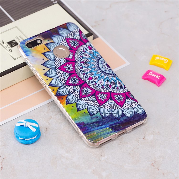 Luminous Patterned IMD TPU Back Cell Phone Case for Huawei P9 lite mini/Y6 Pro (2017)/Enjoy 7 - Mandala-2