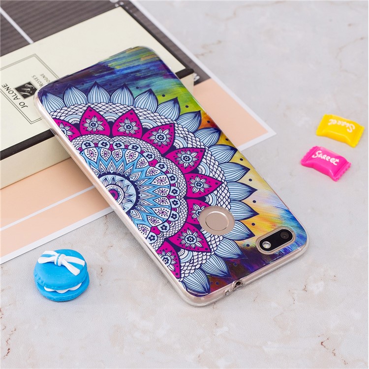 Luminous Patterned IMD TPU Back Cell Phone Case for Huawei P9 lite mini/Y6 Pro (2017)/Enjoy 7 - Mandala-3