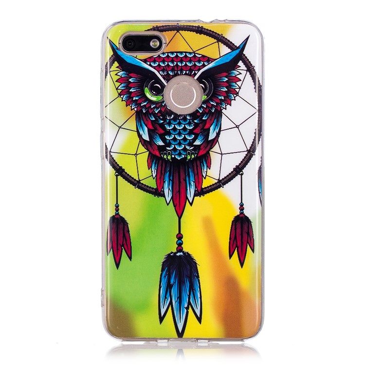 Luminous Patterned IMD TPU Cell Phone Cover for Huawei P9 lite mini/Y6 Pro (2017)/Enjoy 7 - Owl and Dream Catcher-1