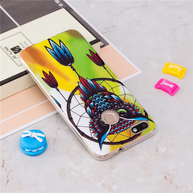 Luminous Patterned IMD TPU Cell Phone Cover for Huawei P9 lite mini/Y6 Pro (2017)/Enjoy 7 - Owl and Dream Catcher-3