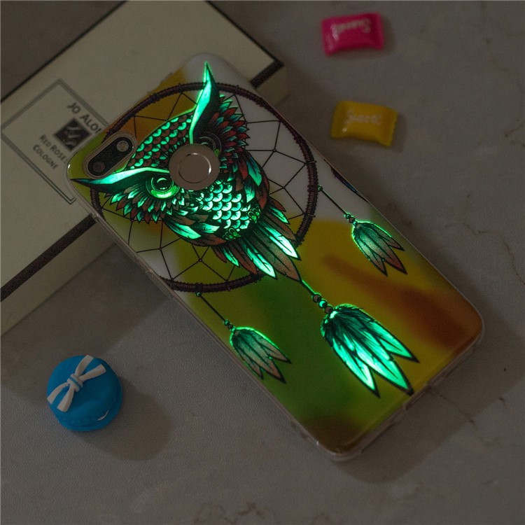 Luminous Patterned IMD TPU Cell Phone Cover for Huawei P9 lite mini/Y6 Pro (2017)/Enjoy 7 - Owl and Dream Catcher-6