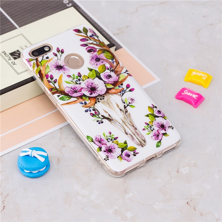 Luminous Patterned IMD TPU Protective Case for Huawei P9 lite mini/Y6 Pro (2017)/Enjoy 7 - Flowered Elk-2