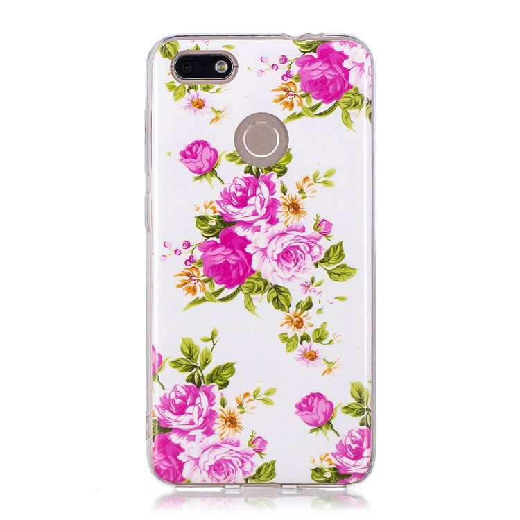 Luminous Patterned IMD TPU Protective Shell for Huawei P9 lite mini/Y6 Pro (2017)/Enjoy 7 - Peony-1