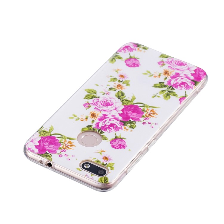 Luminous Patterned IMD TPU Protective Shell for Huawei P9 lite mini/Y6 Pro (2017)/Enjoy 7 - Peony-4