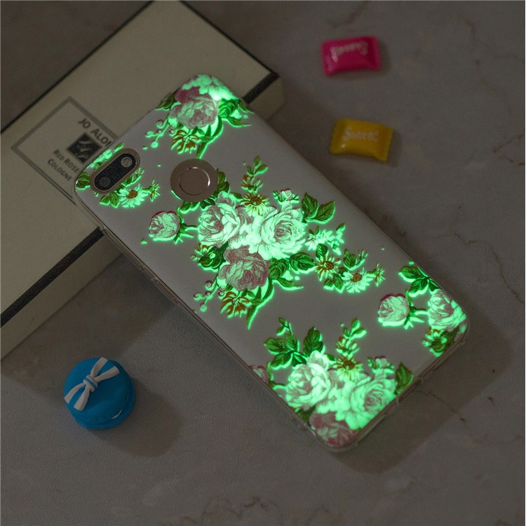 Luminous Patterned IMD TPU Protective Shell for Huawei P9 lite mini/Y6 Pro (2017)/Enjoy 7 - Peony-6