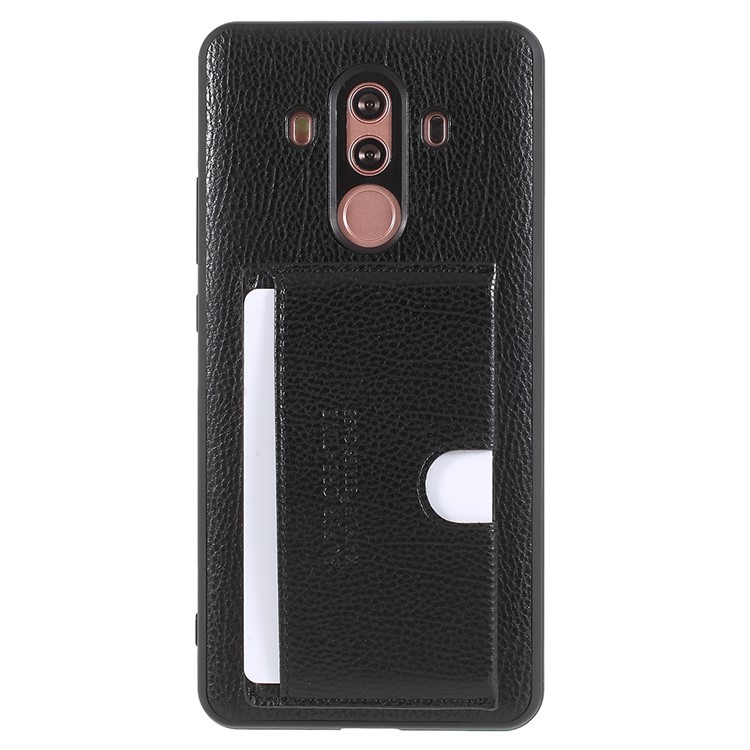 Split Leather Coated TPU Kickstand Card Holder Case for Huawei Mate 10 Pro - Black-2