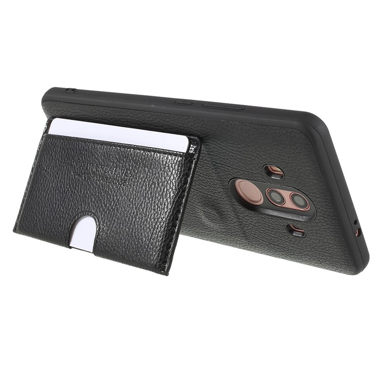 Split Leather Coated TPU Kickstand Card Holder Case for Huawei Mate 10 Pro - Black-3