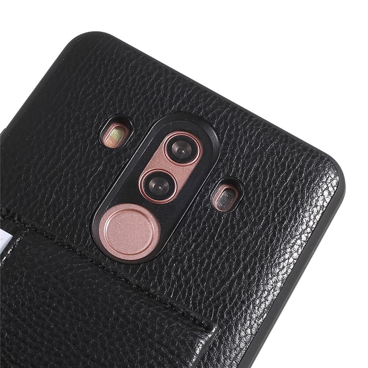 Split Leather Coated TPU Kickstand Card Holder Case for Huawei Mate 10 Pro - Black-5