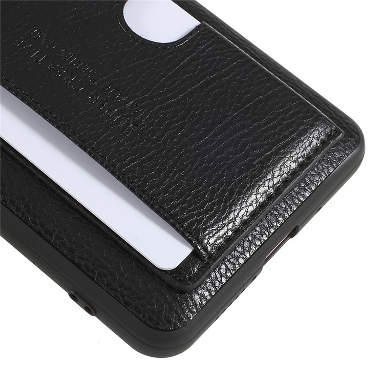 Split Leather Coated TPU Kickstand Card Holder Case for Huawei Mate 10 Pro - Black-6