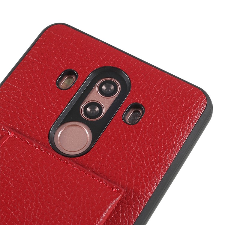Split Leather Coated TPU Kickstand Card Holder Cover for Huawei Mate 10 Pro - Red-4