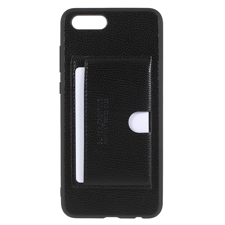PU Leather Coated TPU Kickstand Card Holder Case for Huawei Honor V10/View 10 - Black-1