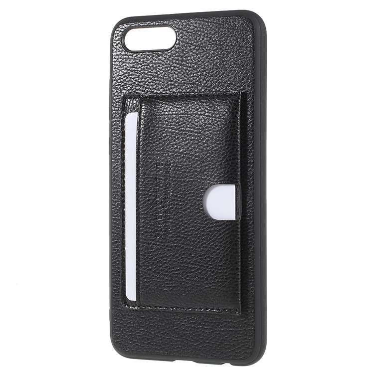 PU Leather Coated TPU Kickstand Card Holder Case for Huawei Honor V10/View 10 - Black-2