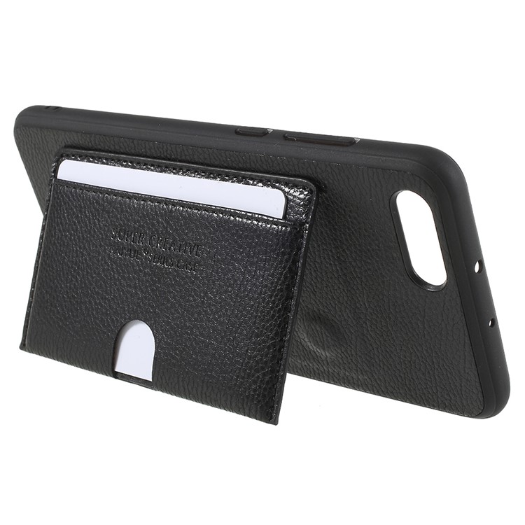 PU Leather Coated TPU Kickstand Card Holder Case for Huawei Honor V10/View 10 - Black-3