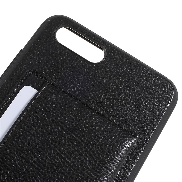 PU Leather Coated TPU Kickstand Card Holder Case for Huawei Honor V10/View 10 - Black-4