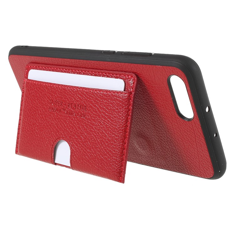 PU Leather Coated TPU Kickstand Card Holder Cover for Huawei Honor V10/View 10 - Red-3