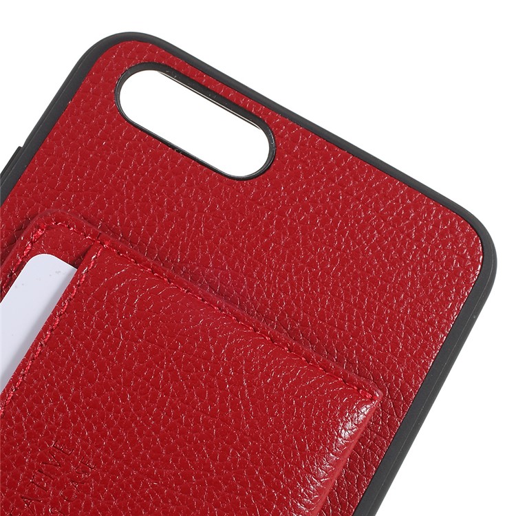 PU Leather Coated TPU Kickstand Card Holder Cover for Huawei Honor V10/View 10 - Red-4