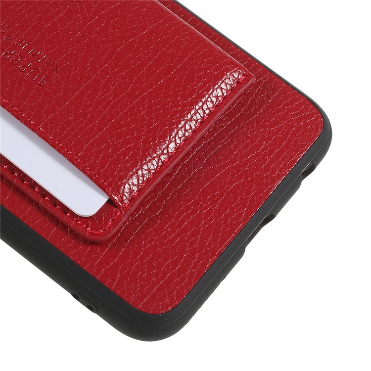 PU Leather Coated TPU Kickstand Card Holder Cover for Huawei Honor V10/View 10 - Red-5