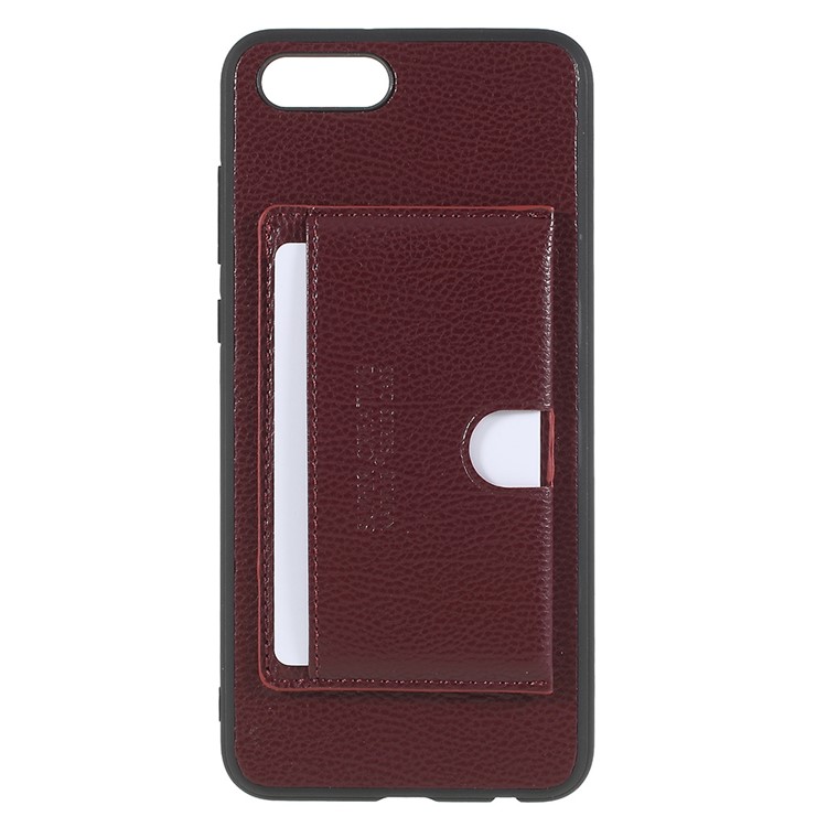 PU Leather Coated TPU Kickstand Card Holder Shell for Huawei Honor V10/View 10 - Wine Red-1