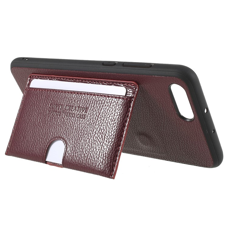 PU Leather Coated TPU Kickstand Card Holder Shell for Huawei Honor V10/View 10 - Wine Red-3